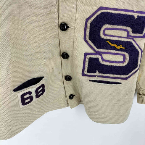 Dehem 50-60s フェルトワッペン レタードカーディガン メンズ